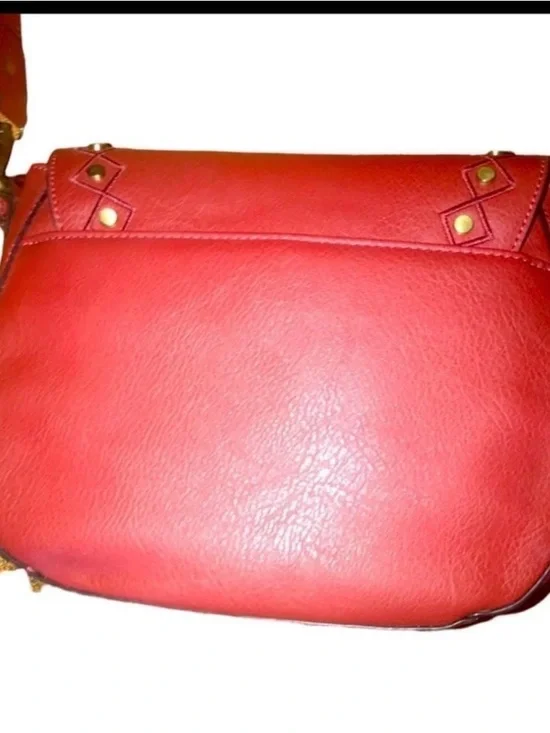 Red Leather Crossbody Bag with Stud Accents - Picture 3 of 8